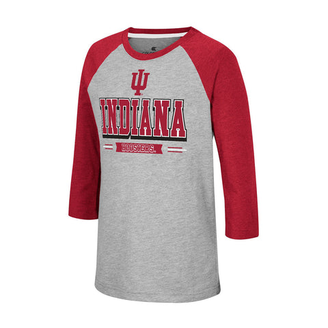 Youth Indiana Hoosiers 3/4 Sleeve Raglan T-Shirt - Front View