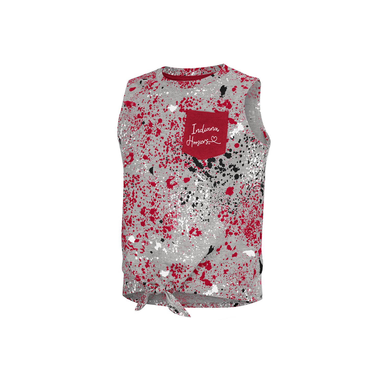 Girls Indiana Hoosiers Splatter Tie Tank Top - Front View