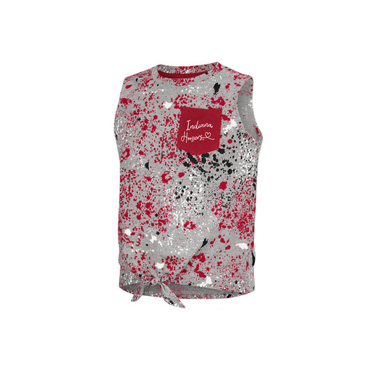 Girls Indiana Hoosiers Splatter Tie Tank Top - Front View
