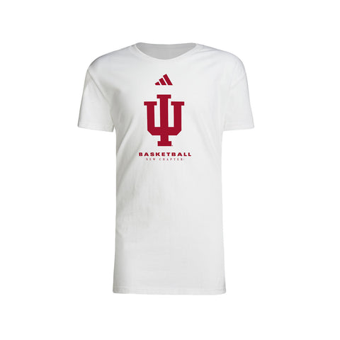 Youth Indiana Hoosiers Adidas New Chapter Bench White T-Shirt - Front View